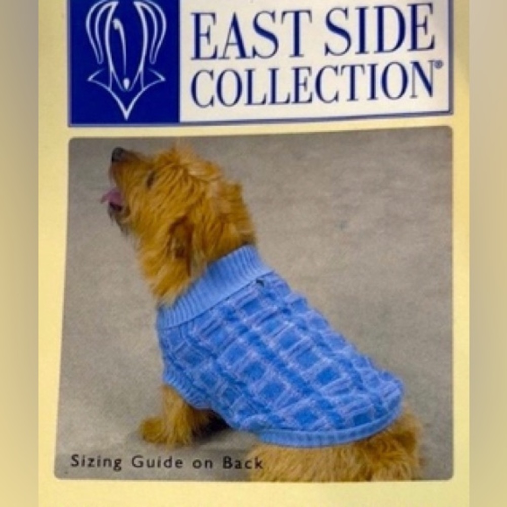 East Side Collection Dog Sweater. Blue Chenille Cable Knit. NWT **sweater only**